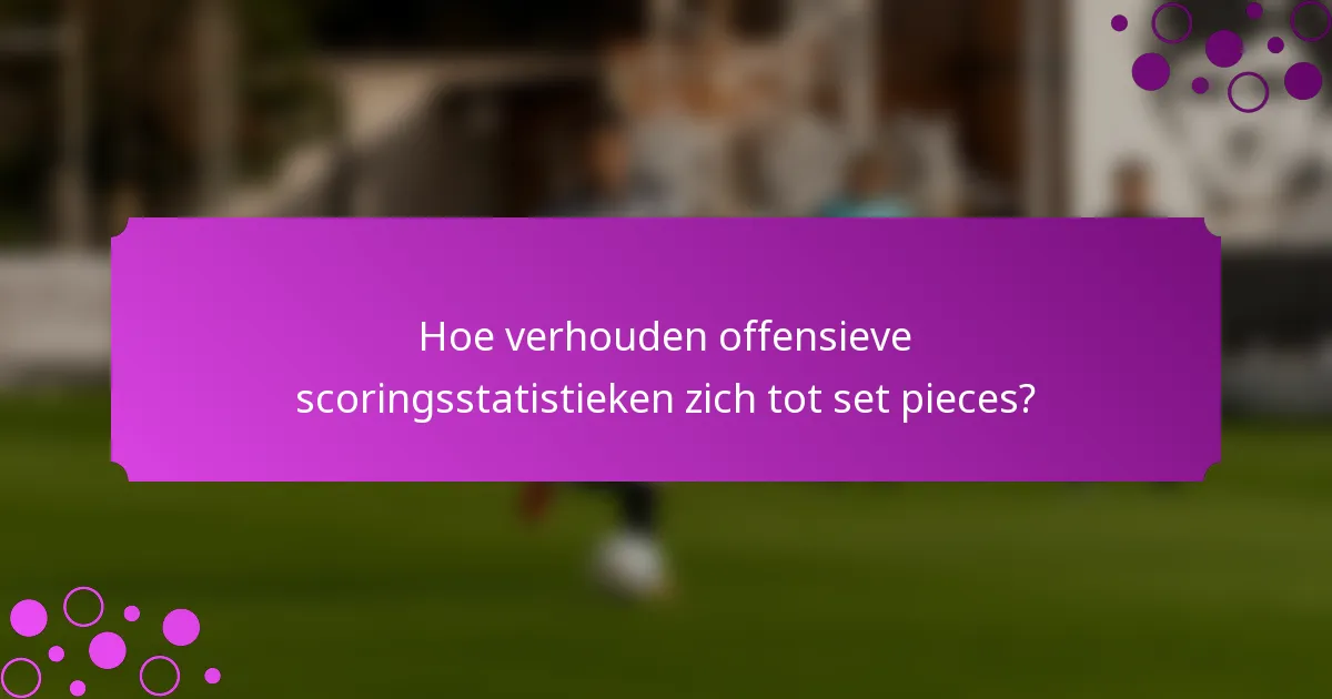 Hoe verhouden offensieve scoringsstatistieken zich tot set pieces?