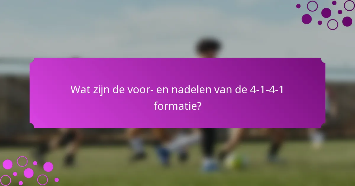 Wat zijn de voor- en nadelen van de 4-1-4-1 formatie?